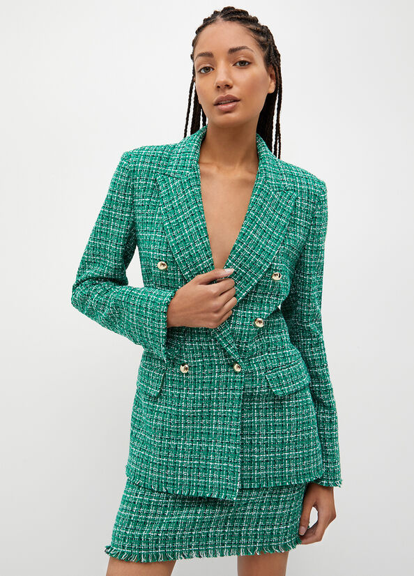 Liu Jo Checked Bouclé Blazer Women's Jackets Green | KRM-825349