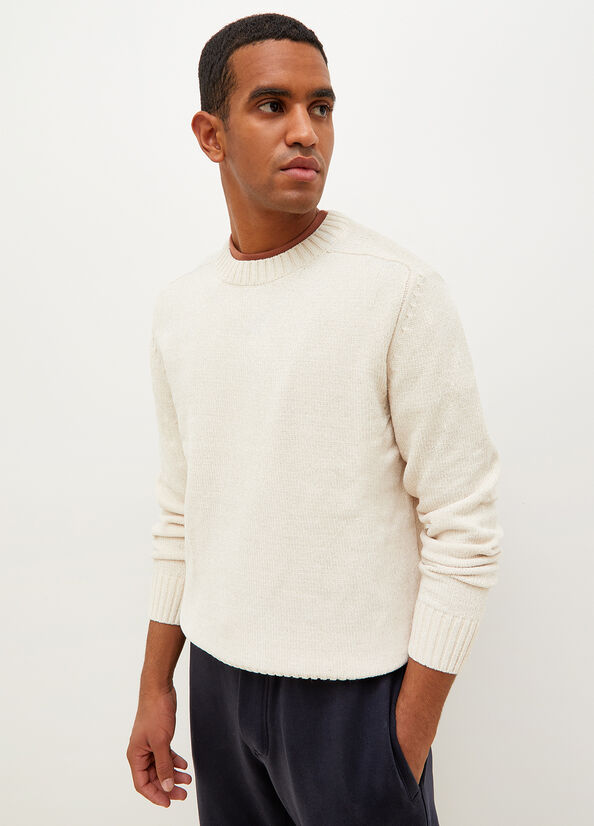 Liu Jo Chenille Men's Sweaters White | CNF-531086