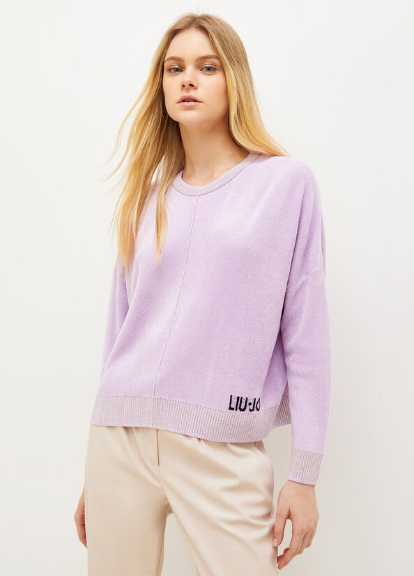 Liu Jo Chenille With Logo Women's Sweaters Purple | TWD-352718