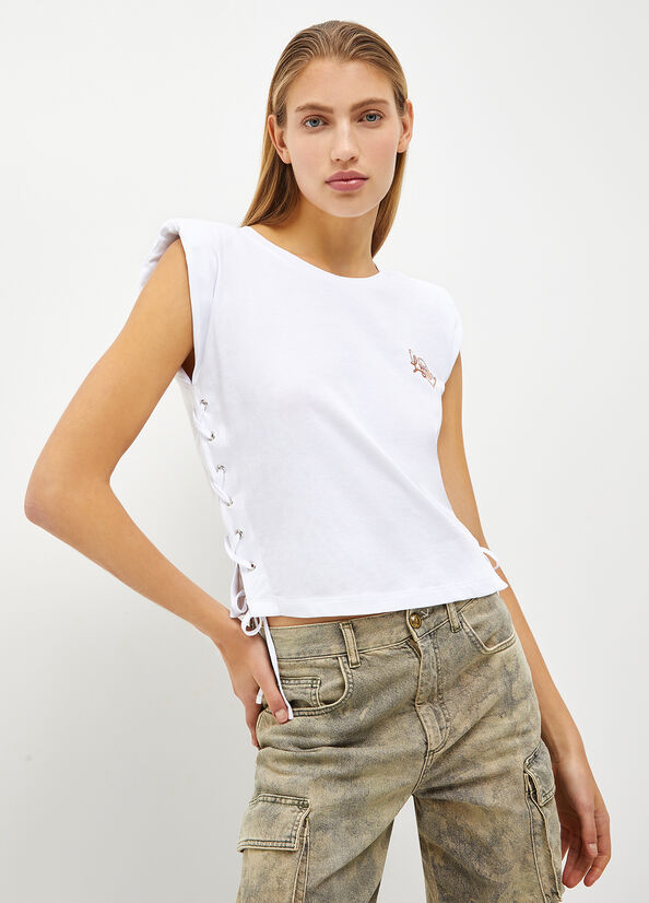 Liu Jo Cotton With Heart Women's Tops White | FTS-829503