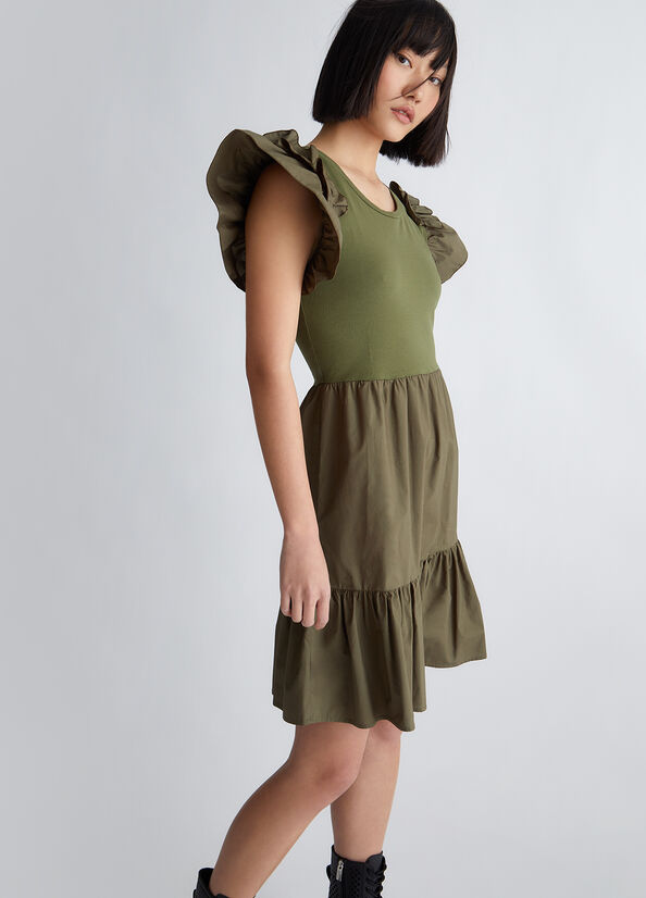 Liu Jo Cotton Women's Dress Olive | WGZ-738125