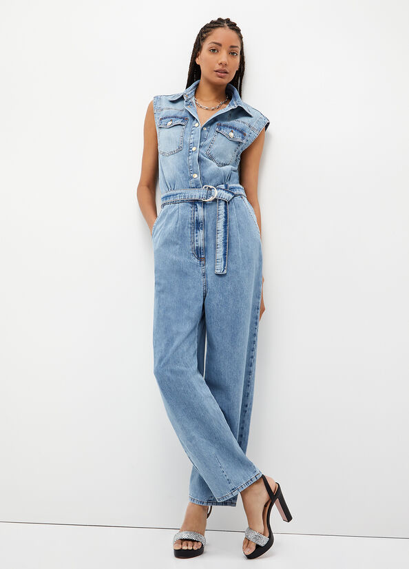 Liu Jo Denim Jumpsuit Women's Straight-Fit Jeans Blue | GOZ-523408