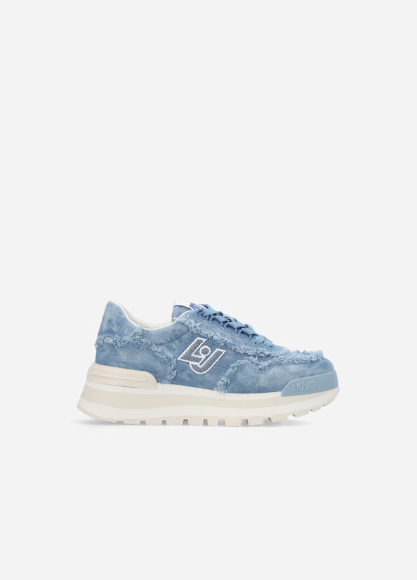 Liu Jo Denim Platform Women's Sneakers Blue | UVG-436987