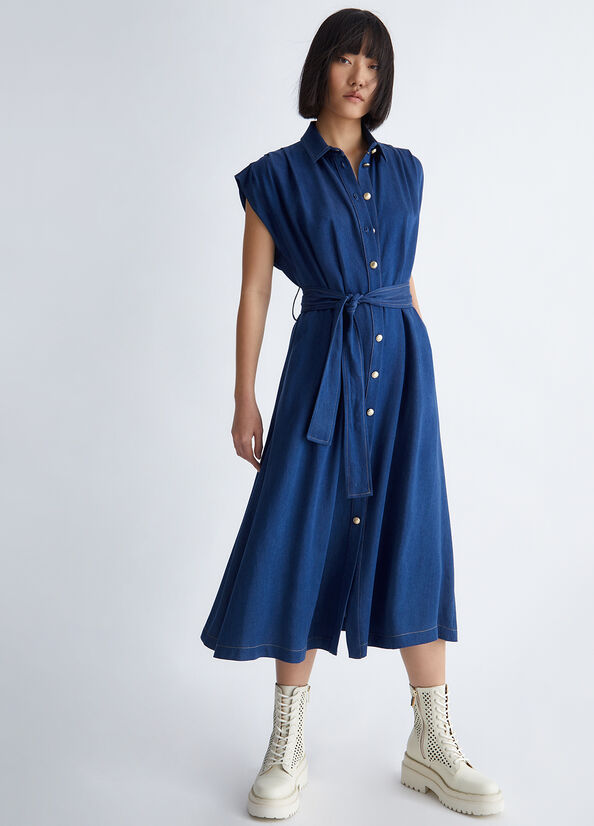 Liu Jo Denim Women's Dress Dark Blue | KEL-542186