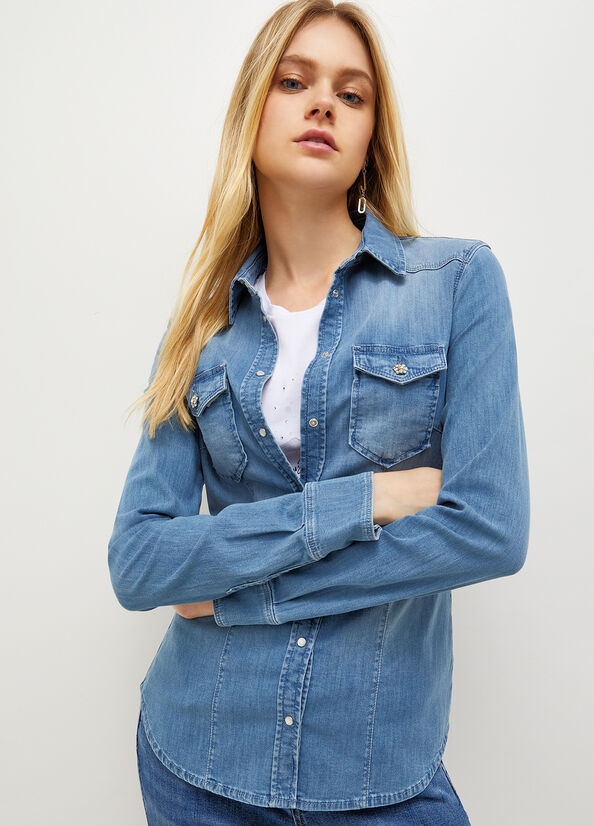 Liu Jo Denim Women's Shirts Blue | PAT-129370