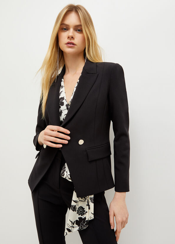 Liu Jo Double-Breasted Stretch Blazer Women's Jackets Black | PRH-249160