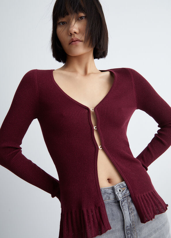 Liu Jo Eco-Friendly Cardigan Women's Sweaters Dark Red | EUQ-365089