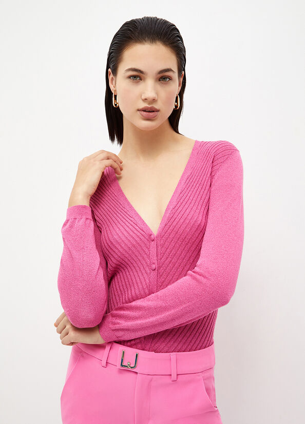 Liu Jo Eco-Friendly Cardigan Women's Sweaters Fuchsia | GBH-147358