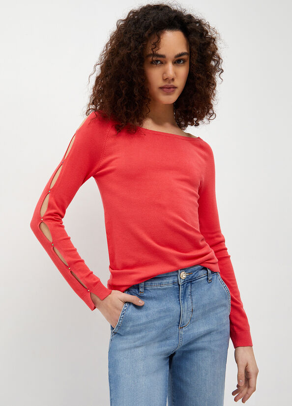 Liu Jo Eco-Friendly Cut-Out Women's Sweaters Red | DXR-983724