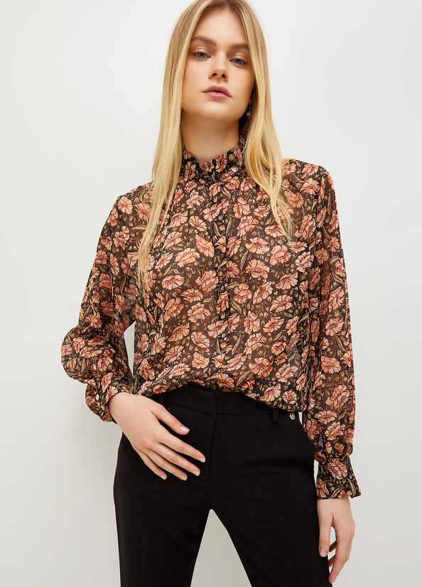 Liu Jo Eco-Friendly Floral Women's Shirts Black | ACD-942870