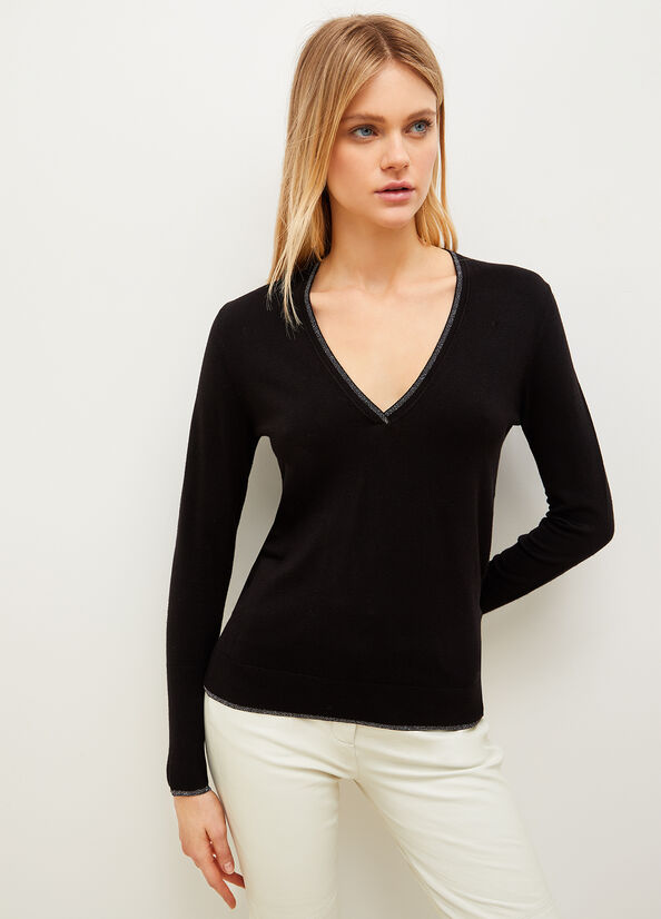 Liu Jo Eco-Friendly Lurex® Women's Sweaters Black | KST-037952