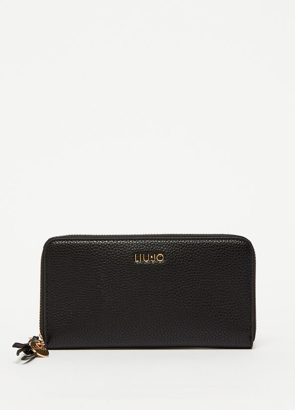 Liu Jo Eco-Friendly With Charm Women's Wallets Black | DUS-164782