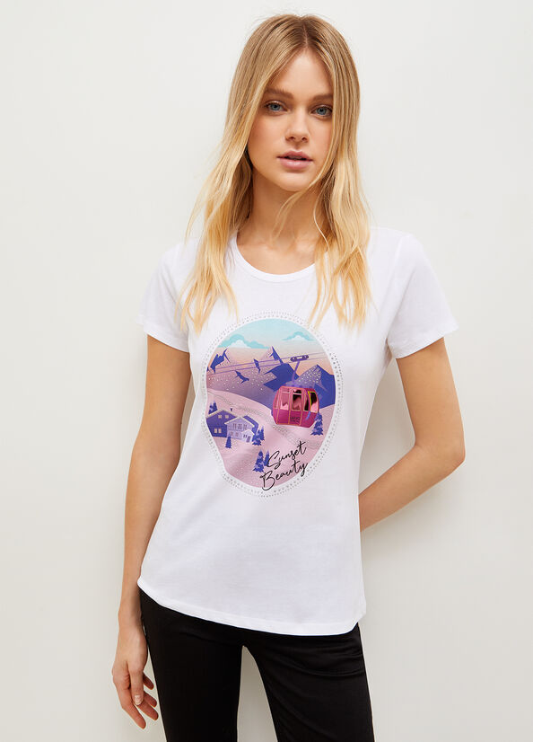 Liu Jo Eco-Friendly With Graphic Print Women's T Shirts Blue | TGN-653891