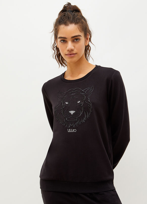 Liu Jo Eco-Friendly With Lion Women's Sweatshirts Black | GLW-094321