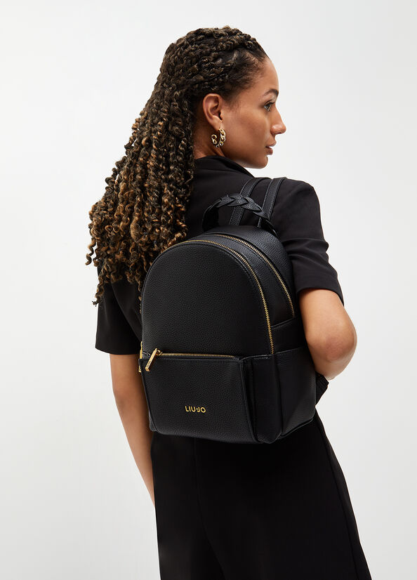 Liu Jo Eco-Friendly With Logo Women's Backpacks Black | DJP-705348