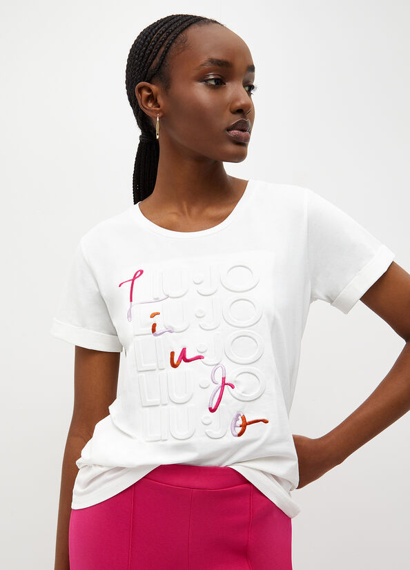 Liu Jo Eco-Friendly With Logo Women's T Shirts White | CVF-758241