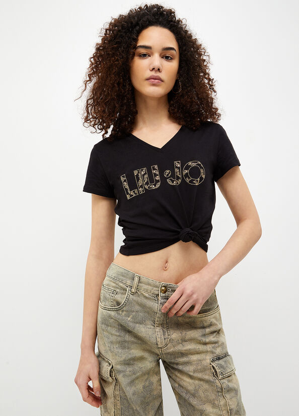 Liu Jo Eco-Friendly With Logo Women's Tops Black | MAT-362485