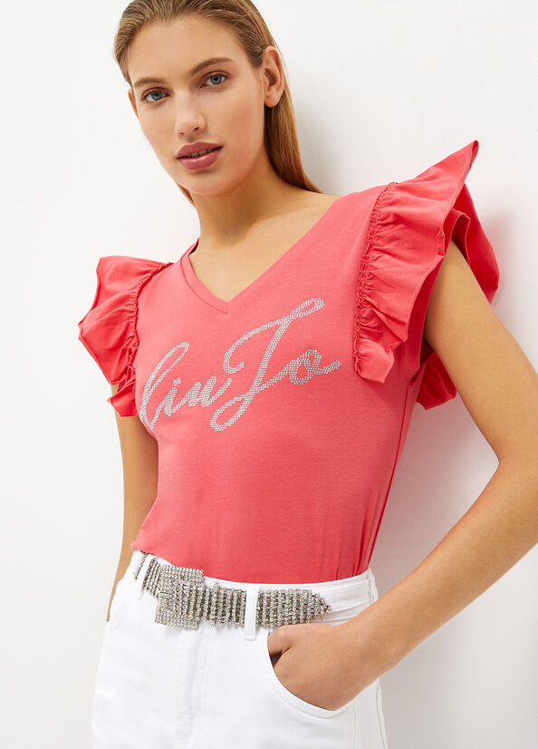 Liu Jo Eco-Friendly With Logo Women's Tops Red | TGL-947328