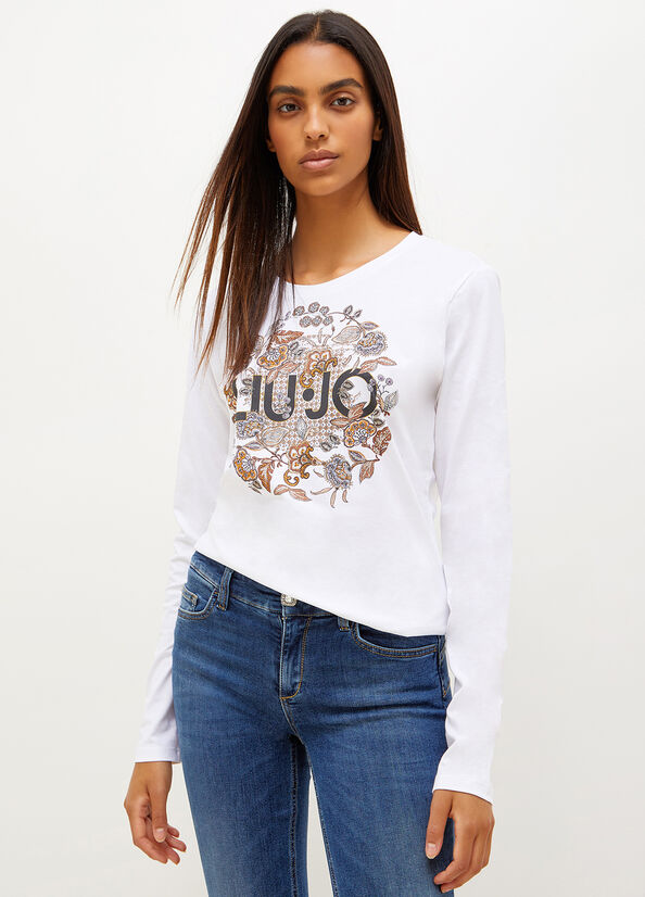 Liu Jo Eco-Friendly With Print Women's T Shirts White | QBT-613094