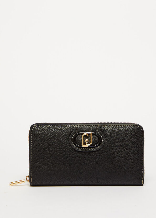 Liu Jo Eco-Friendly Zip-Around Women's Wallets Black | DLV-016873