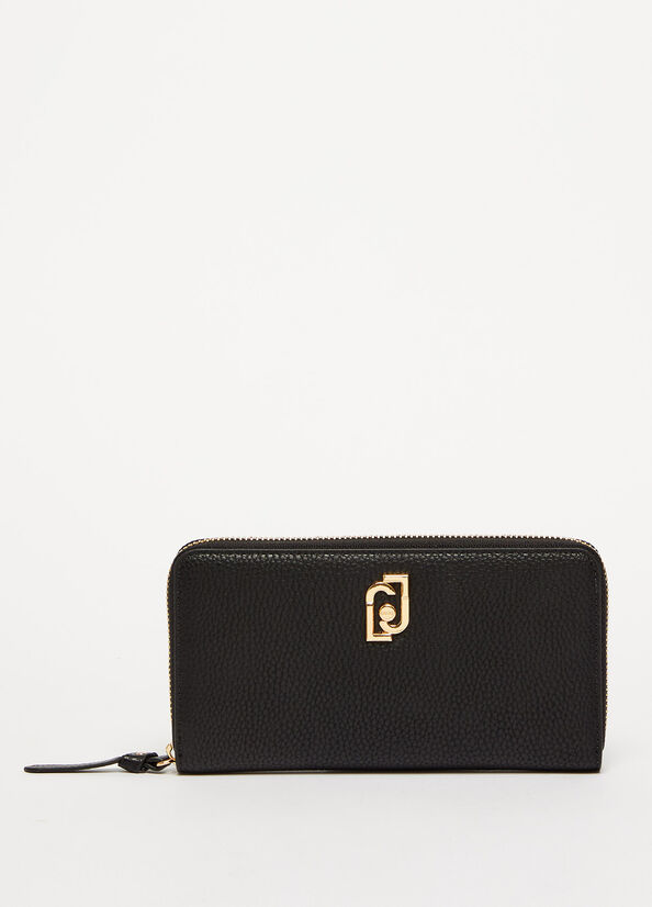 Liu Jo Eco-Friendly Zip-Around Women's Wallets Black | WFN-742530