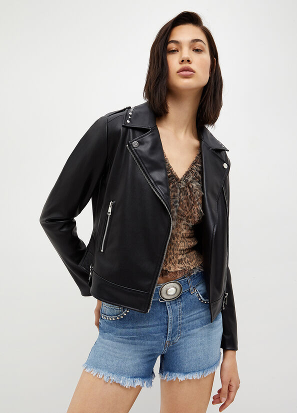 Liu Jo Fabric Biker Women's Jackets Black | UYV-420875