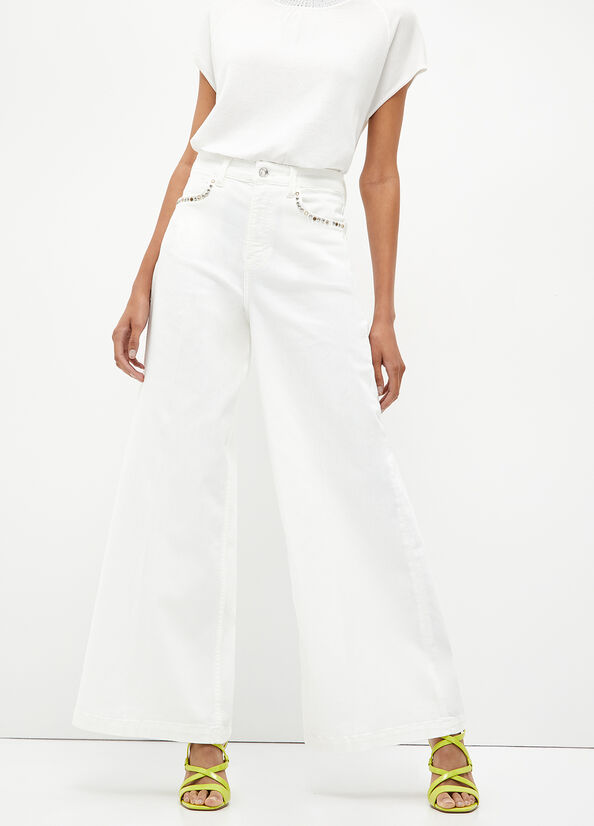 Liu Jo Flared With Studs Women's Pants White | BGQ-239548