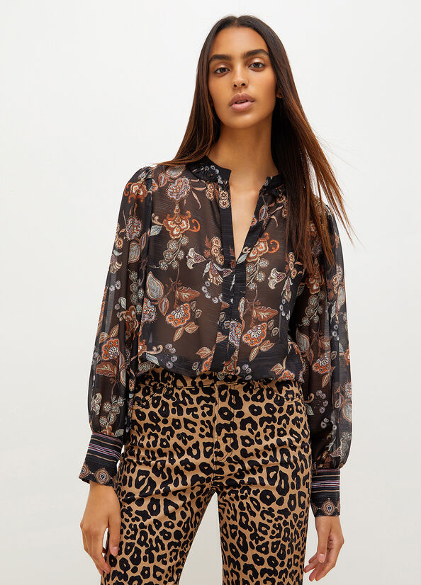 Liu Jo Floral Georgette Blouse Women's Shirts Flower | CNU-509136