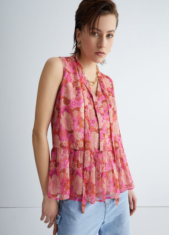 Liu Jo Floral Women's Tops Pink | ZFQ-176805