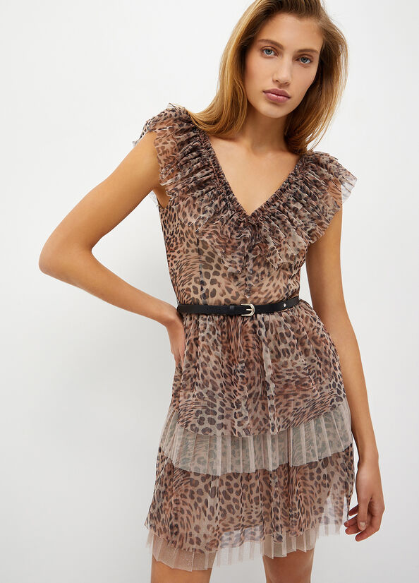 Liu Jo Formal Animal-Print Women's Dress Leopard | NMQ-269871