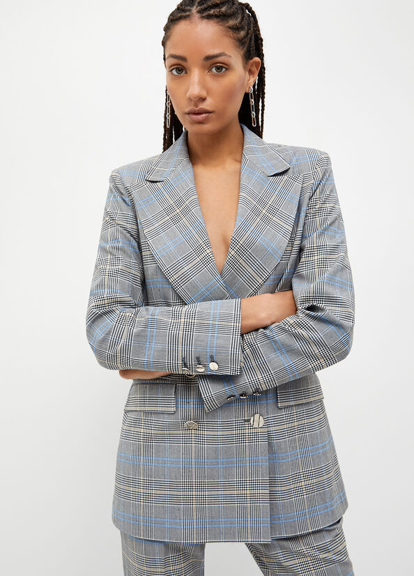 Liu Jo Glen Plaid Blazer Women's Jackets Grey | SUA-574839