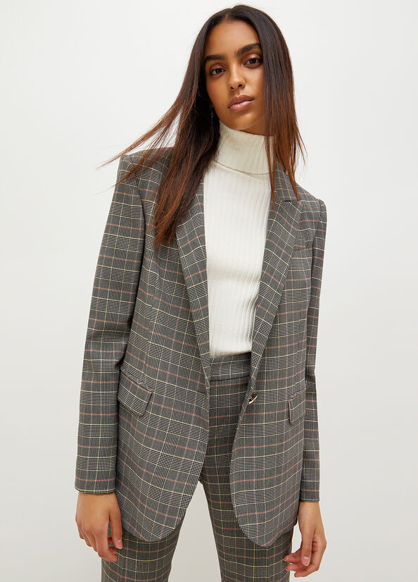 Liu Jo Glen Plaid Blazer Women's Jackets Grey | WRK-163059