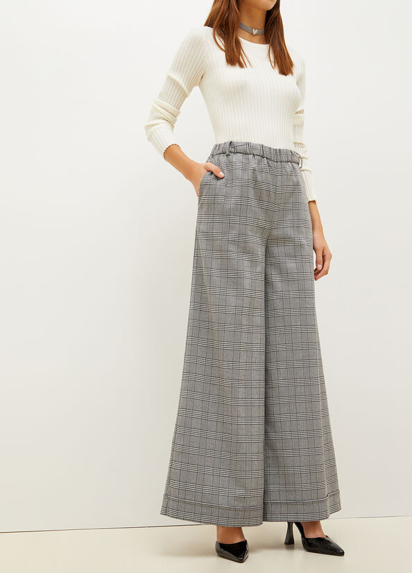 Liu Jo Glen Plaid Palazzo Women's Pants Grey | OMT-805437