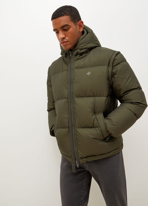 Liu Jo Hodded Down s Men's Jackets Olive | FPL-049275