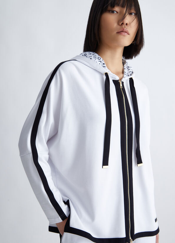 Liu Jo Hooded With Zip Women's Sweatshirts White / Black | UHS-137650