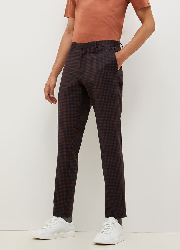 Liu Jo Houndstooth Chinos Men's Pants Dark Blue / Brown | MRY-917543