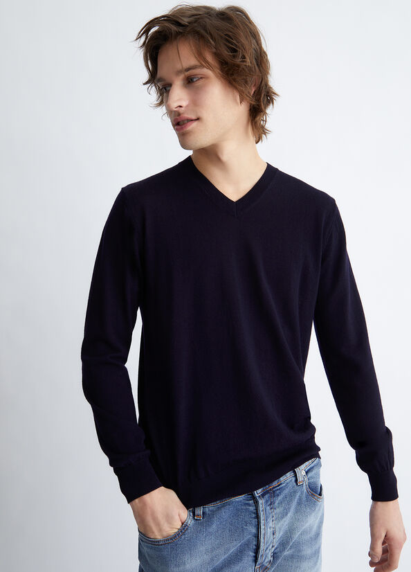 Liu Jo In Pure Men's Sweaters Dark Blue | AIJ-654810