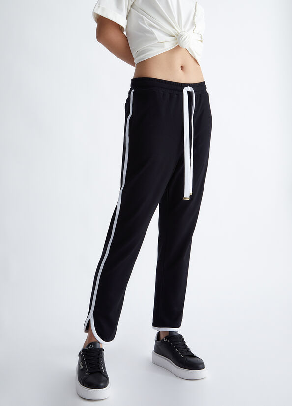 Liu Jo Jogging Women's Pants Black / White | TUR-634278