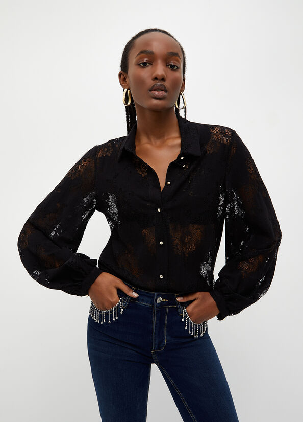 Liu Jo Lace Women's Shirts Black | HBL-683140