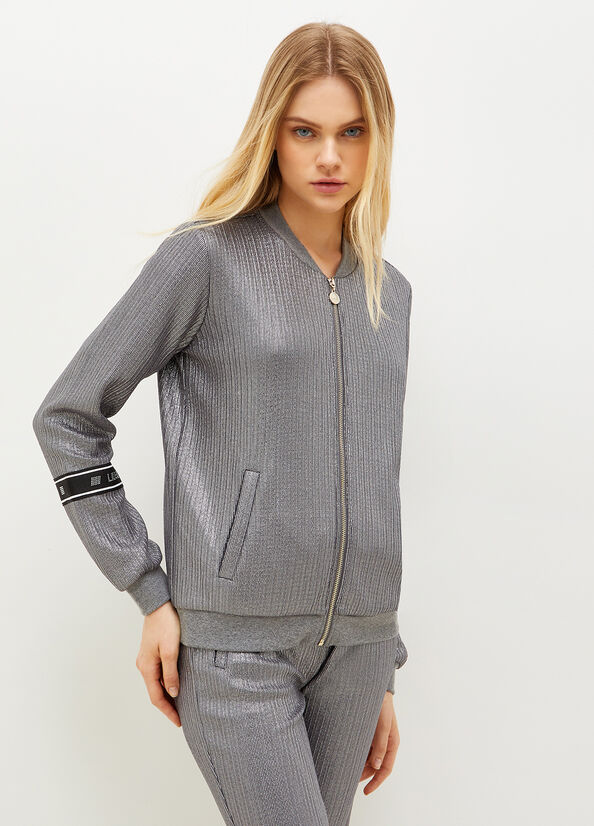 Liu Jo Laminated With Zip Women's Sweatshirts Grey | VHG-079453