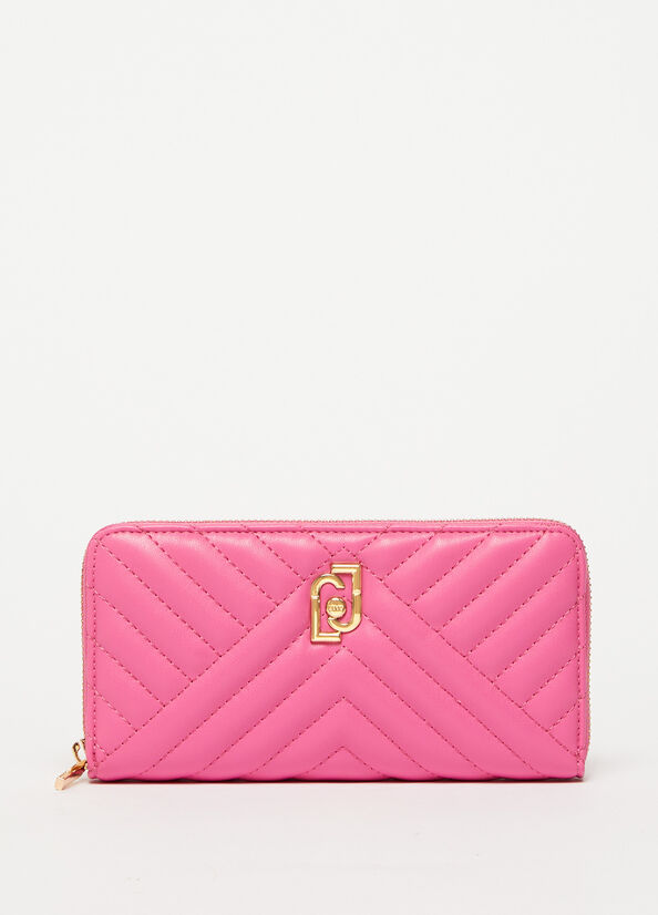 Liu Jo Large Eco-Friendly Quilted Women's Wallets Pink | XYU-680371