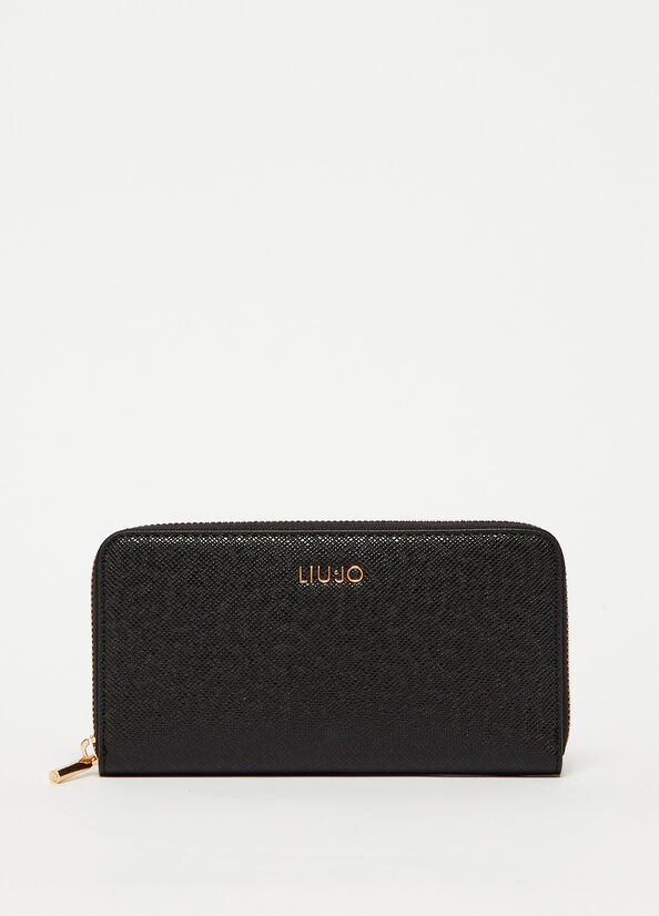 Liu Jo Large Zip-Around Women's Wallets Black | GBL-419820