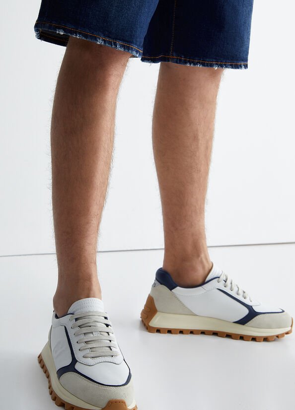 Liu Jo Leather And Suede Men's Sneakers Blue | RBS-425781