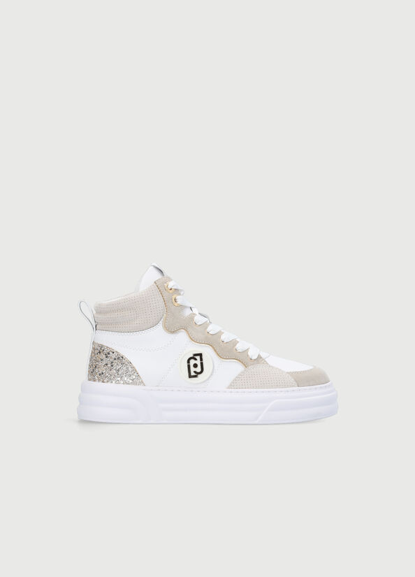 Liu Jo Leather Basketball Women's Sneakers Beige | ZMA-279614