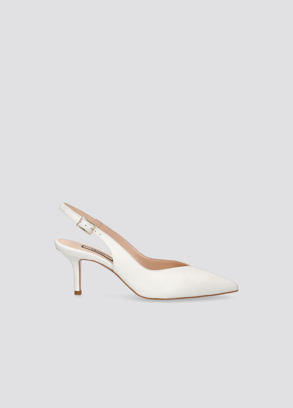 Liu Jo Leather Slingback Women's High Heels White | YAX-971432