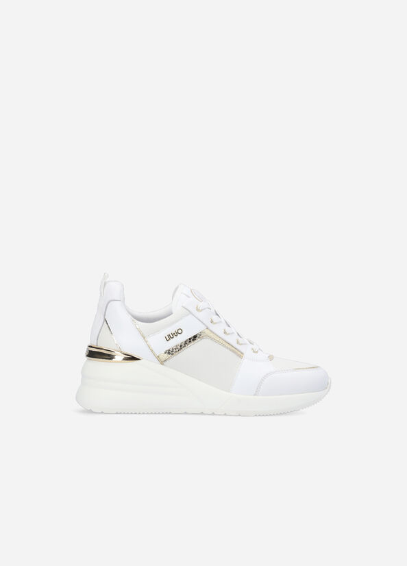 Liu Jo Leather With Wedge Women's Sneakers White | LOF-831604