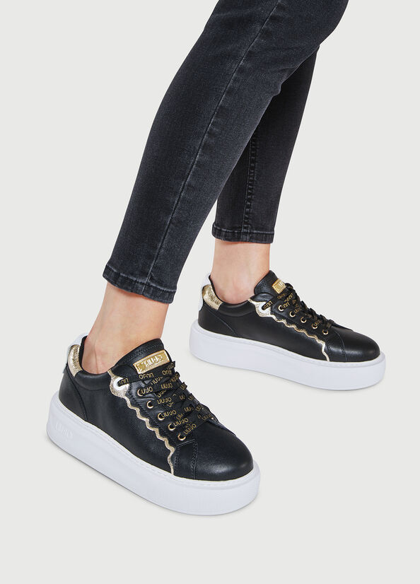 Liu Jo Leather Women's Sneakers Black | QVG-820574