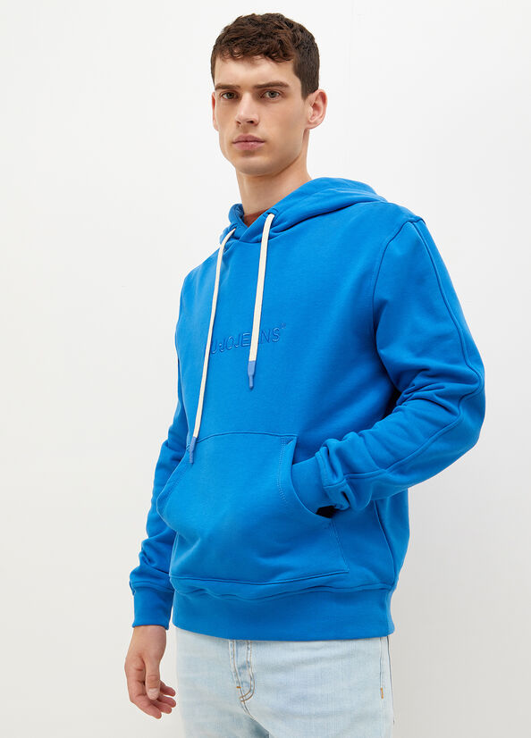 Liu Jo Logo Hoodie Men's Sweaters Royal Blue | QOB-679043