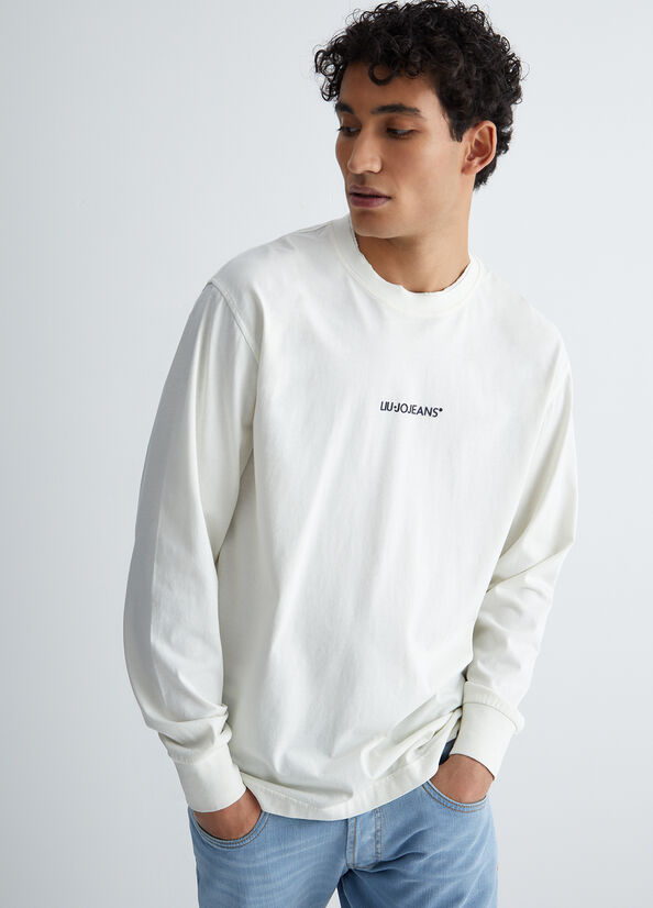 Liu Jo Long-Sleeved Men's T Shirts White | RXH-623819