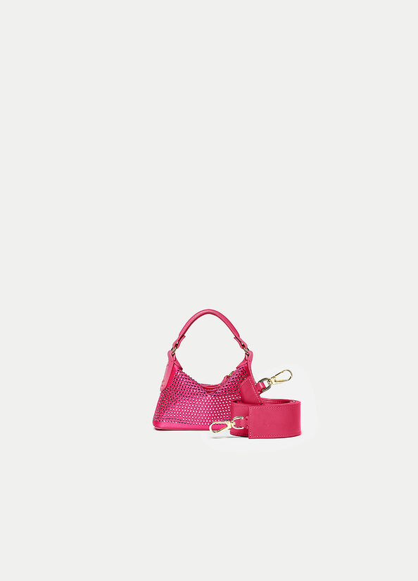 Liu Jo Micro Hobo With Gemstones Women's Crossbody Bags Fuchsia | CHZ-714086